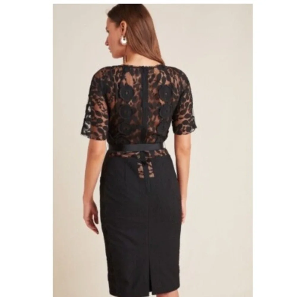 Bequile Byron‎ Lars Anthropologie Dress Size 4 Black Lace Sheath Cocktail Retro - Picture 3 of 11